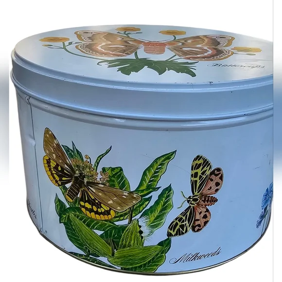 Vintage Tom Sturgis Pretzels Tin Butterfly & Flora Scenel Decorative - Picture 3 of 10